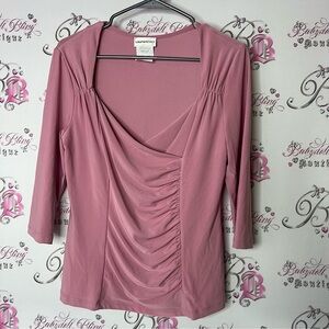 Laura petites cinched flattering Women's Pink Ruched Top